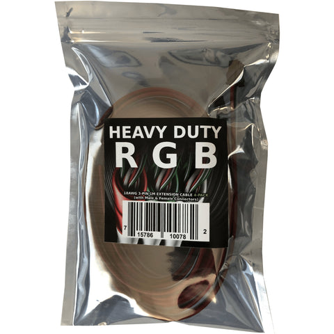 Heavy Duty RGB 3-Pin 18AWG JST Extension Cables with Male Female Connectors 1M (4-pack)