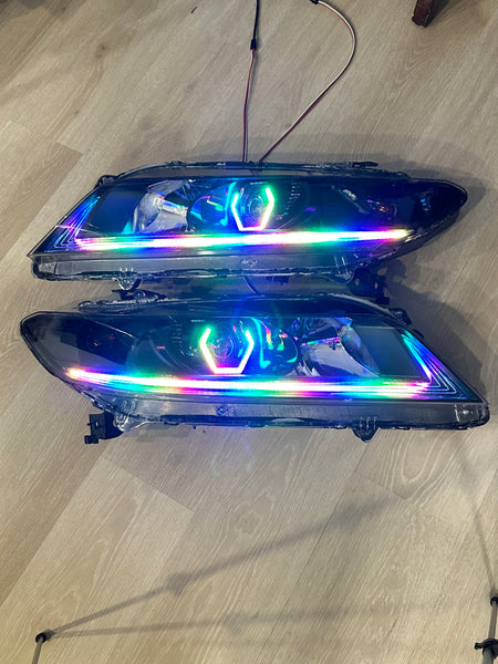 2013-2015 Accord COUPE RGB Chasing Halo Projector Headlight Assemblies