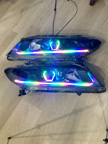 2013-2015 Accord COUPE RGB Chasing Halo Projector Headlight Assemblies