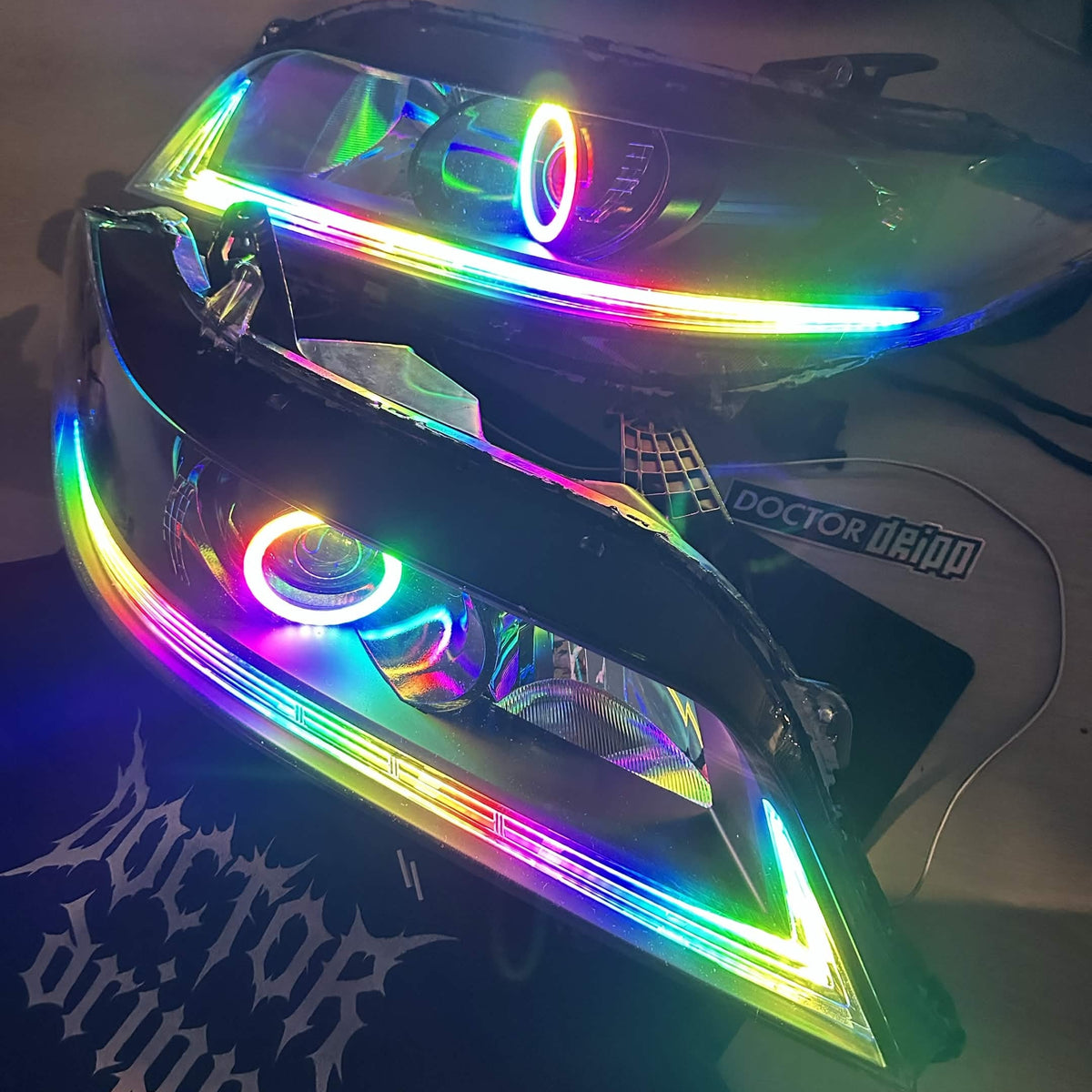 2013-2015 Accord COUPE RGB Chasing Halo Projector Headlight Assemblies ...