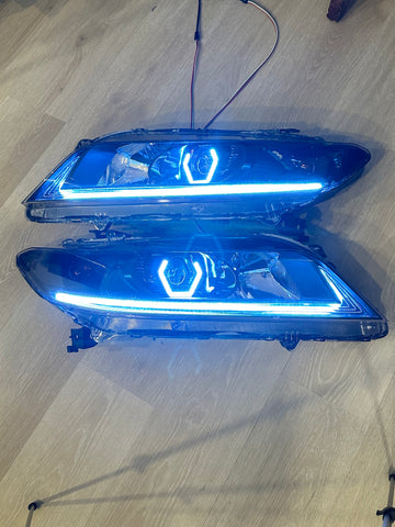 2013-2015 Accord COUPE RGB Chasing Halo Projector Headlight Assemblies